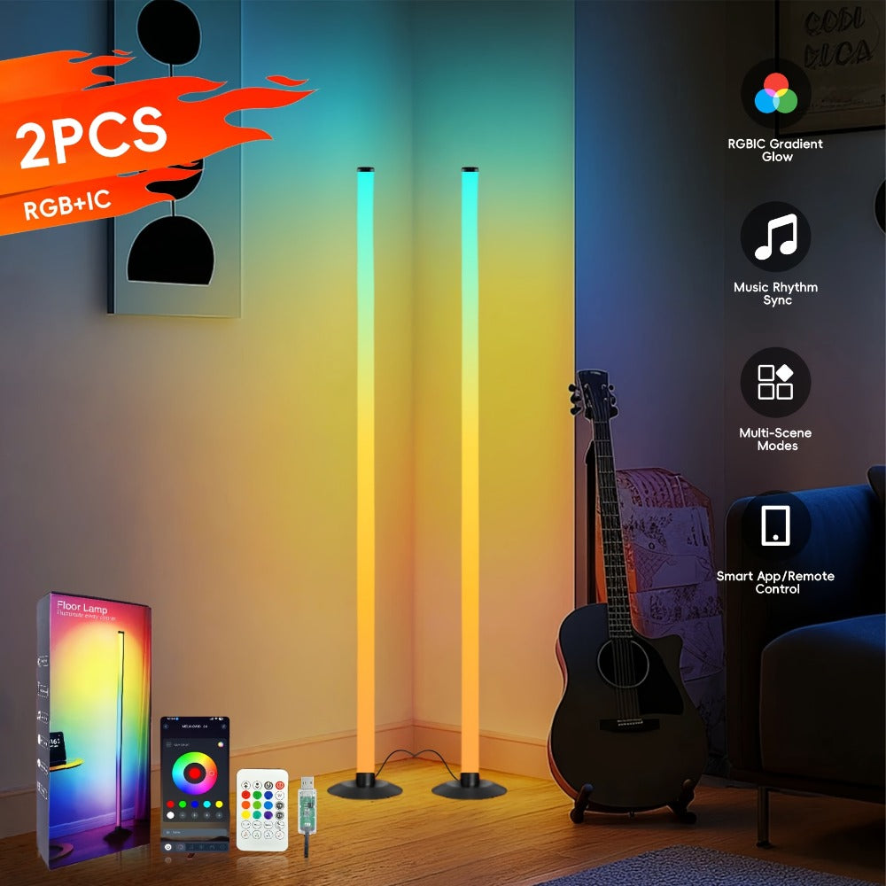RGB Floor Lamp with Remote Control USB Powered | Color Changing LED Corner Lamp with Adjustable Brightness ¨C Modern Space-Themed Ambient Light for Living Room & Bedroom