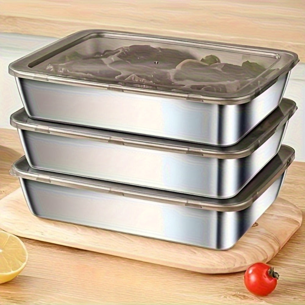 Stainless Steel Food Storage Containers 5 Pack with Lids Reusable Baking Trays for Meal Prep Picnic Refrigerator Organization Kitchen