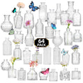 Glass Bud Vases Set of 64 Small Clear Flower Vases for Centerpieces Wedding Table Decor Rustic Vintage Home Decoration Multi-Size Mini Vase Bulk Set