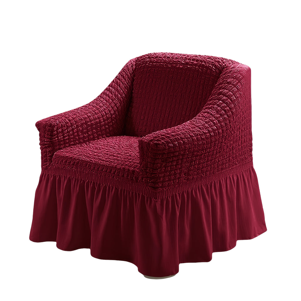 Stretch Seersucker Sofa Cover Solid Color Elastic Band Closure Machine Washable Slipcover for Armchair Loveseat 1 2 3 4 Seater - 8 Colors Home Wedding Decor
