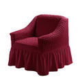 Stretch Seersucker Sofa Cover Solid Color Elastic Band Closure Machine Washable Slipcover for Armchair Loveseat 1 2 3 4 Seater - 8 Colors Home Wedding Decor