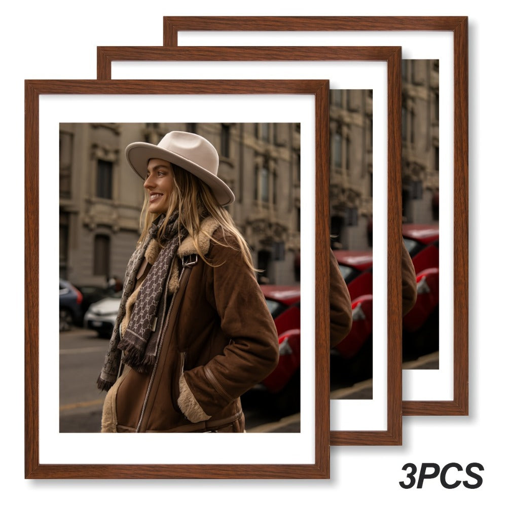Picture Frames 12x16 Set of 3 ¨C Classic Wood Poster Frames, Horizontal & Vertical Wall Hanging, Multi-Color Options for Bedroom Office Living Room Gallery Wall Decor