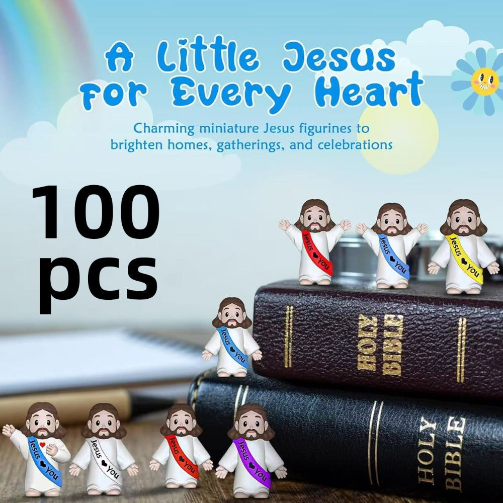 100pcs Mini Jesus Statue Party Favors - Religious Baptism First Communion VBS Crafts Gift Random Color