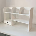 Desktop Organizer Double Layer Desk Shelf ¨C 2-Tier Storage Rack for Office Supplies, Stationery, Cosmetics | Space-Saving Bookshelf for Bedroom, Dorm, Home Office, Waterproof Wood-Plastic