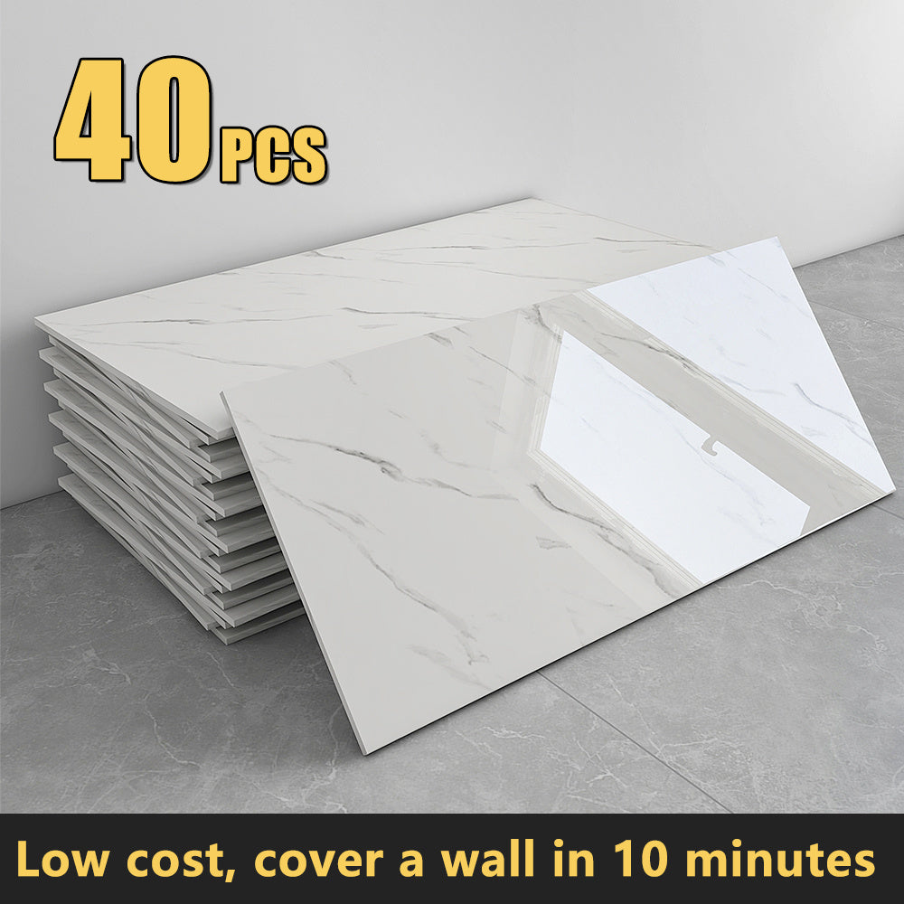 Peel and Stick Marble Wall Tiles - Self-Adhesive Waterproof Backsplash Panels for Kitchen Bathroom Living Room, Easy Install DIY Wall Sticker Decor (23.62¡±x11.81¡±, 20/40 Pack)
