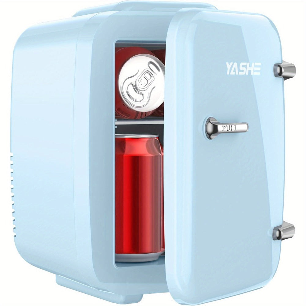 Mini Fridge 4 Liter 6 Cans - Thermoelectric Cooler and Warmer, 110V AC & 12V DC Portable Small Refrigerator for Bedroom, Office, Dorm, Car & Camping, Quiet 25dB Personal Mini Fridge 6 Colors