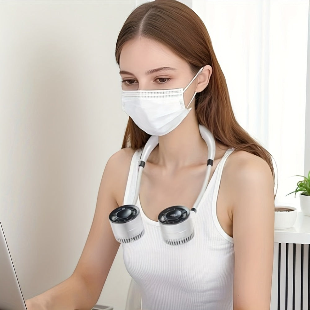 Neck Fan Wearable USB Rechargeable Hands-Free Personal Fan Ultra-Quiet Adjustable Speed Strong Wind for Home Office Outdoor Travel Commute