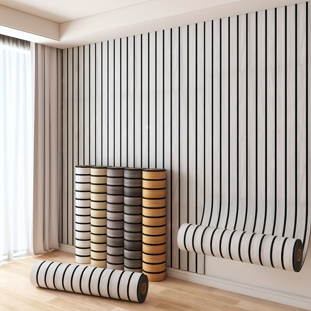 3D Wood Grain Wall Panels Self-Adhesive Peel and Stick Soundproof Grid Board Thick Matte Finish Wallpaper for Walls Ceilings Curved Surfaces Home Decor Easy Install