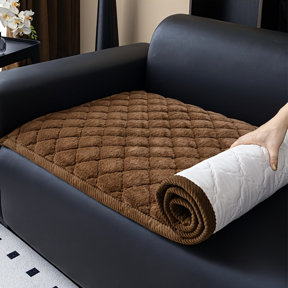 Sofa Cover Faux Rabbit Fur Plush Couch Slipcover - Thick Soft Non-Slip Pet Friendly Machine Washable Sofa Cushion Cover for Living Room Bedroom Office