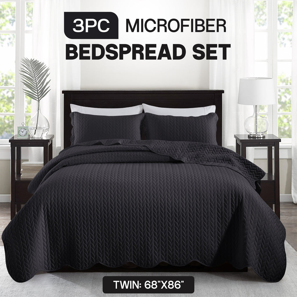 Bedspread Set 3-Piece Microfiber Floral Coverlet with Pillow Shams - Soft Breathable Lightweight All-Season Bed Cover for Queen King Twin California King