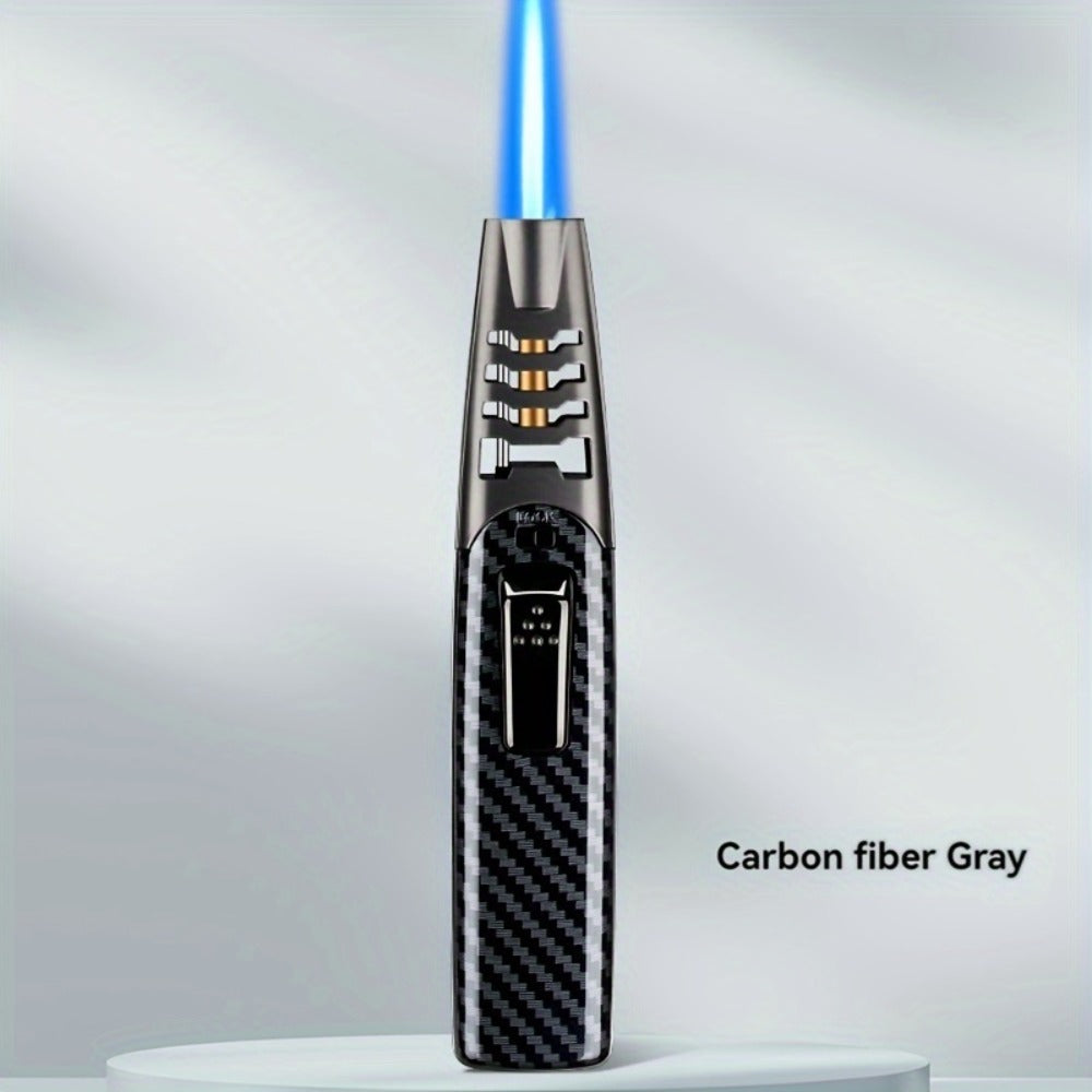 Kitchen Torch Lighter Carbon Fiber Windproof, Adjustable High-Temperature Flame with Safety Lock, Refillable Butane Culinary Torch for Baking, Creme Brulee, Caramel, Welding & Outdoor Use ¨C Black & Gray (Butane Not Included)