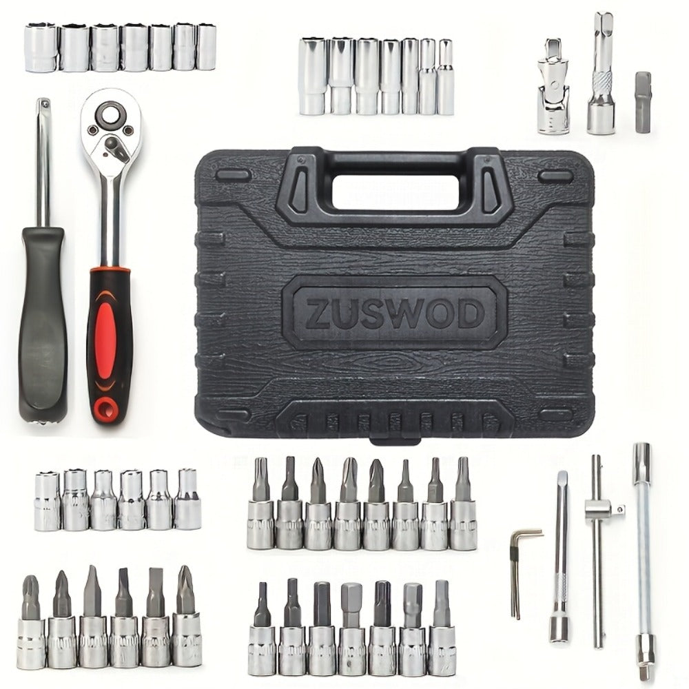 Impact Socket Set 53/54/194/518PCS ¨C 3/8¡± Drive CR-V Steel | Metric 8-22mm & Imperial 5/16¡±-3/4¡± | Complete Socket Kit for Car Repair, DIY & Mechanics | Best Gift for Men