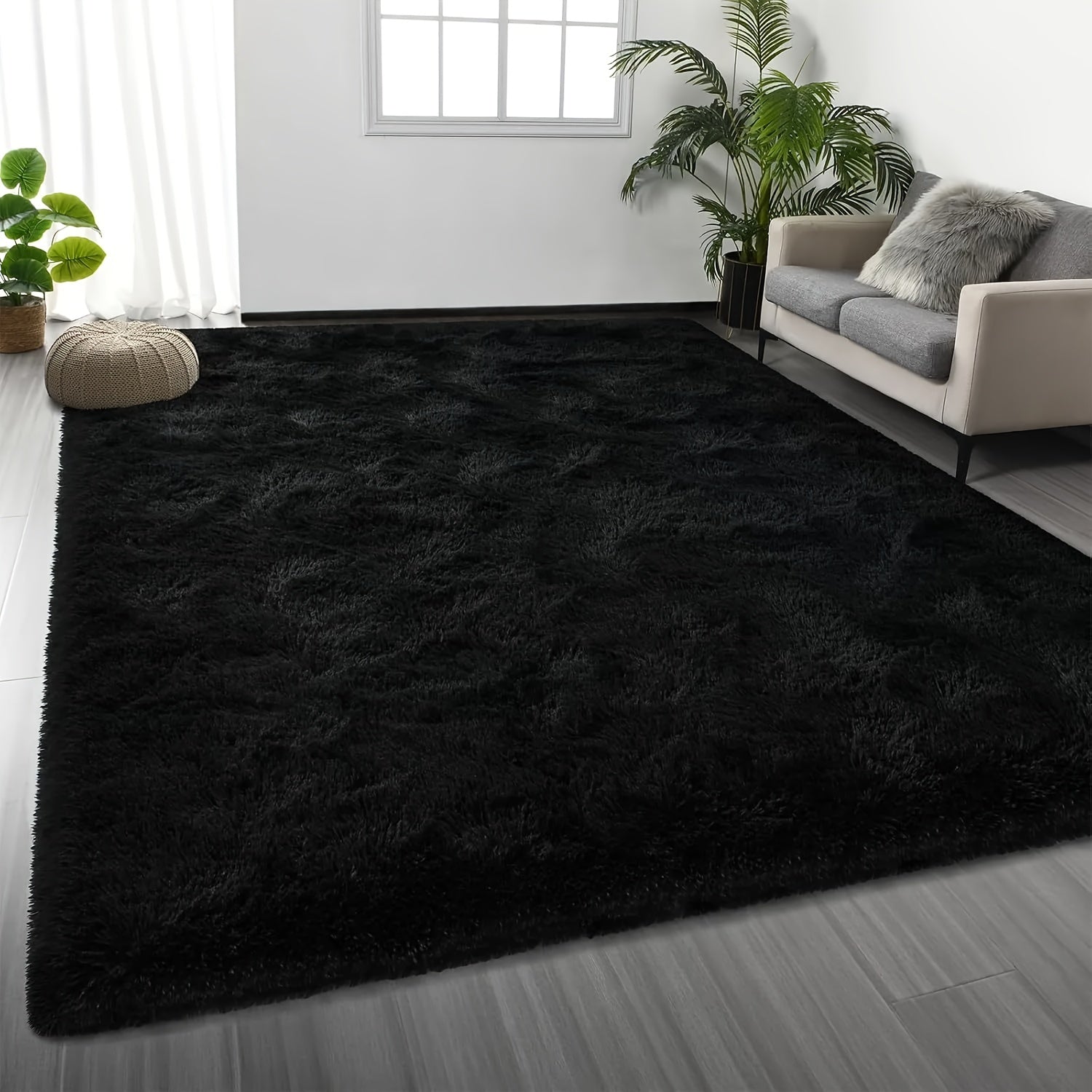 Shaggy Plush Area Rug - Soft Fluffy Carpet for Living Room, Bedroom & Sofa | Non-Slip Machine Washable Tie-Dye & Solid Color Long Pile Rug | Luxury Home Decor Floor Mat in Multiple Sizes & Colors