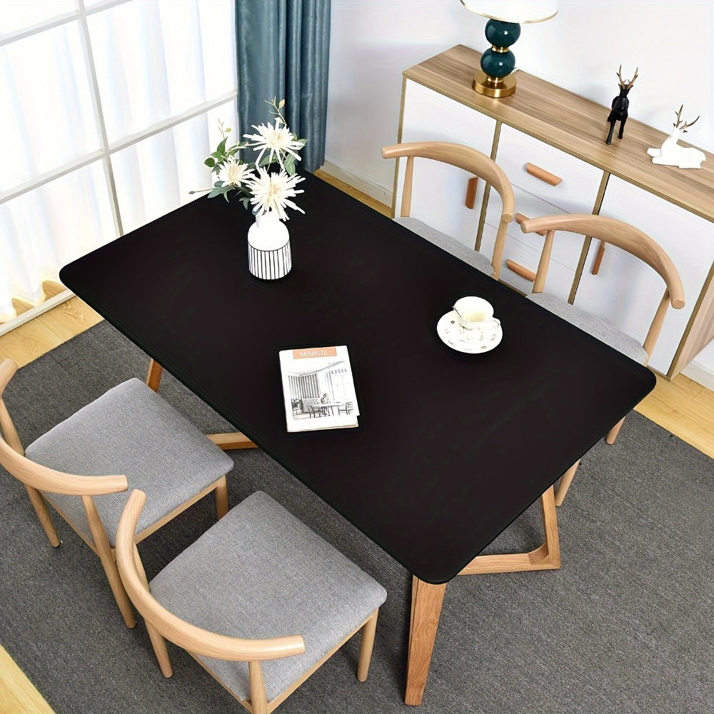 Stretch Table Covers 6Ft Washable Elastic Rectangle Tablecloth for Parties Weddings Picnics Camping, Spandex Polyester Blend, Fits Standard 6 Foot Tables, Set of 3 6 9 or 12, Black White Blue