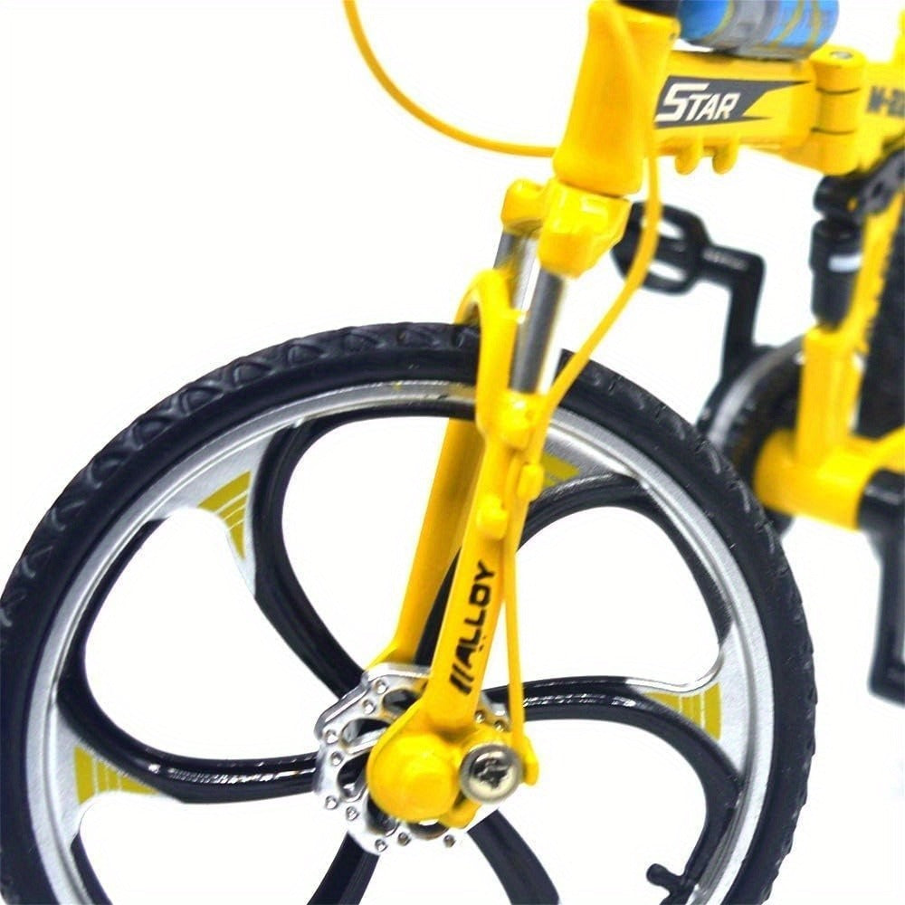 Diecast Mountain Bike Model 1:8 Scale Alloy Foldable Miniature Bicycle Figurine for Home Office Desk Decor, Collector Gift, Christmas Birthday Present, 3 Colors Available