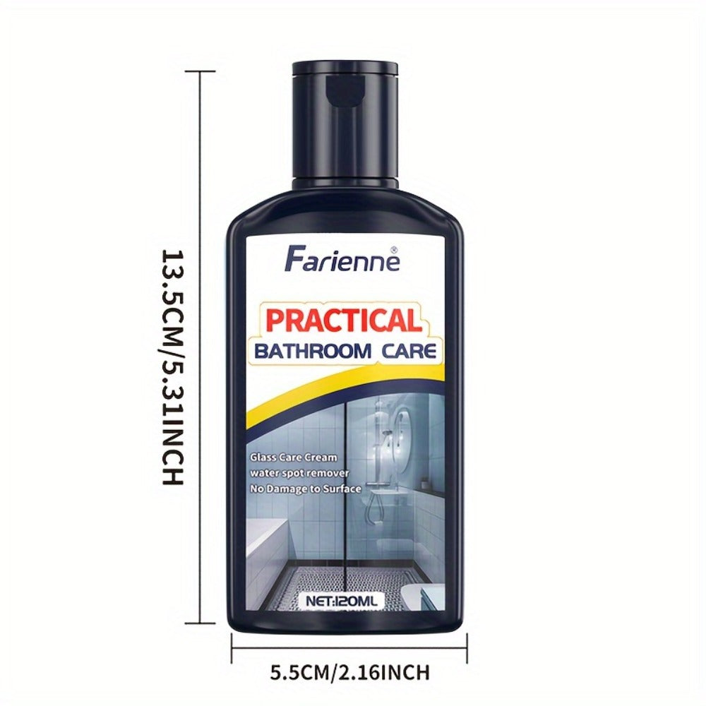 Bathroom Glass Restoration Paste 120g ¨C Removes Water Stains, Soap Scum & Hard Water Deposits from Shower Doors, Tiles & Metal Surfaces, Restores Clarity & Bright Finish, Includes Free Sponge