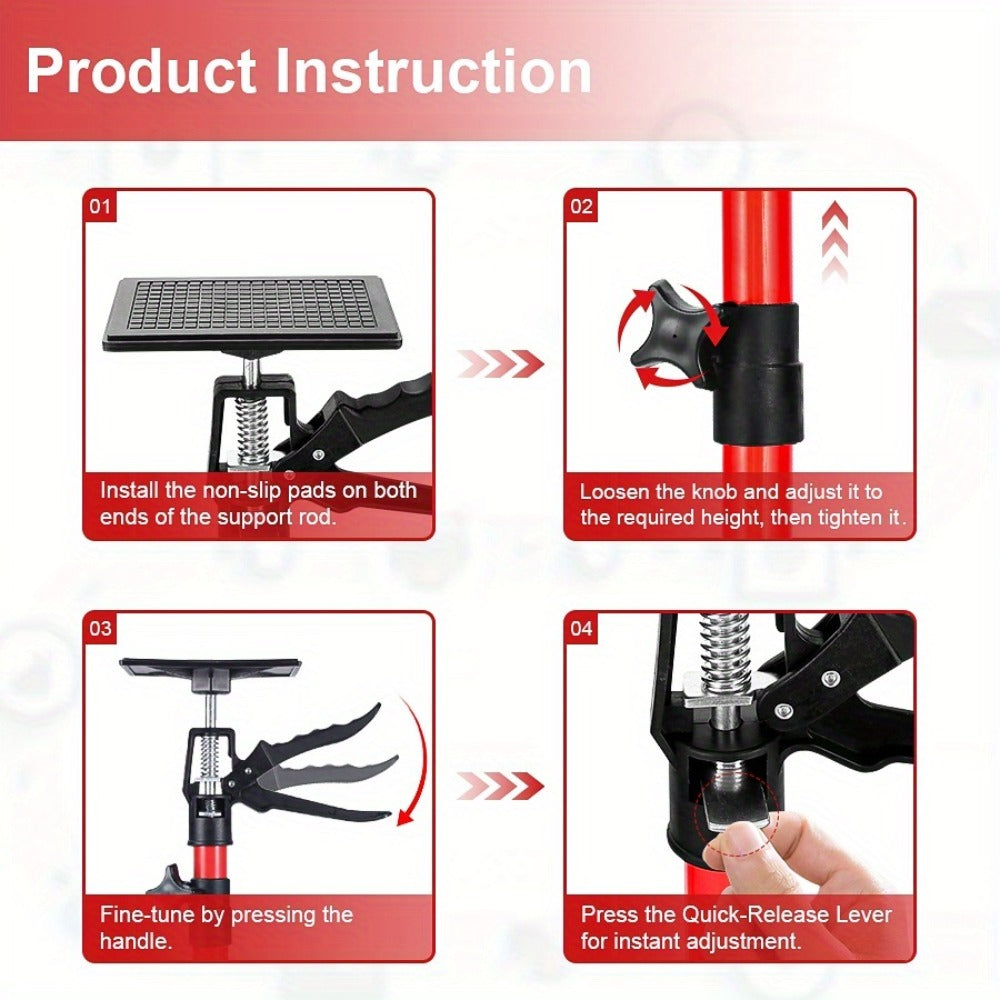 Telescopic Support Rod Adjustable 11.8-114in 154 lb Heavy Duty Anti-Slip Third Hand Support System 2pcs Drywall Lifting Cabinet Jack Wardrobe Installation Prop Tool-Grade Support Kit