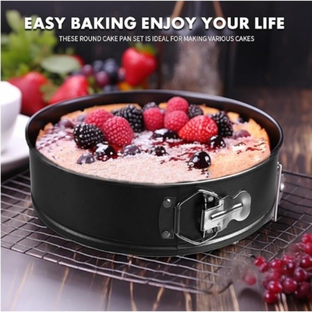 Cake Pan Set 6-Piece with Removable Bottom, Carbon Steel Nonstick Baking Molds in 3 Shapes Square Round Heart, Heavy Duty Springform Cake Pans for Chiffon Mousse Cheesecake Birthday Wedding