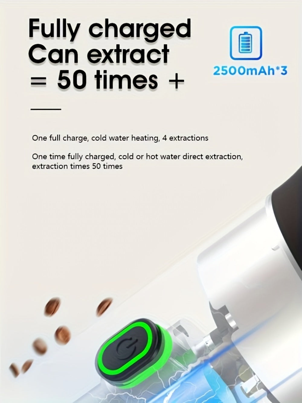 Portable Capsule Coffee Machine USB Rechargeable One-Touch Brewing Compact Automatic Espresso Maker for Travel Office Dorm Room Under 1L Stylish Transparent Design for Coffee Lovers Black White