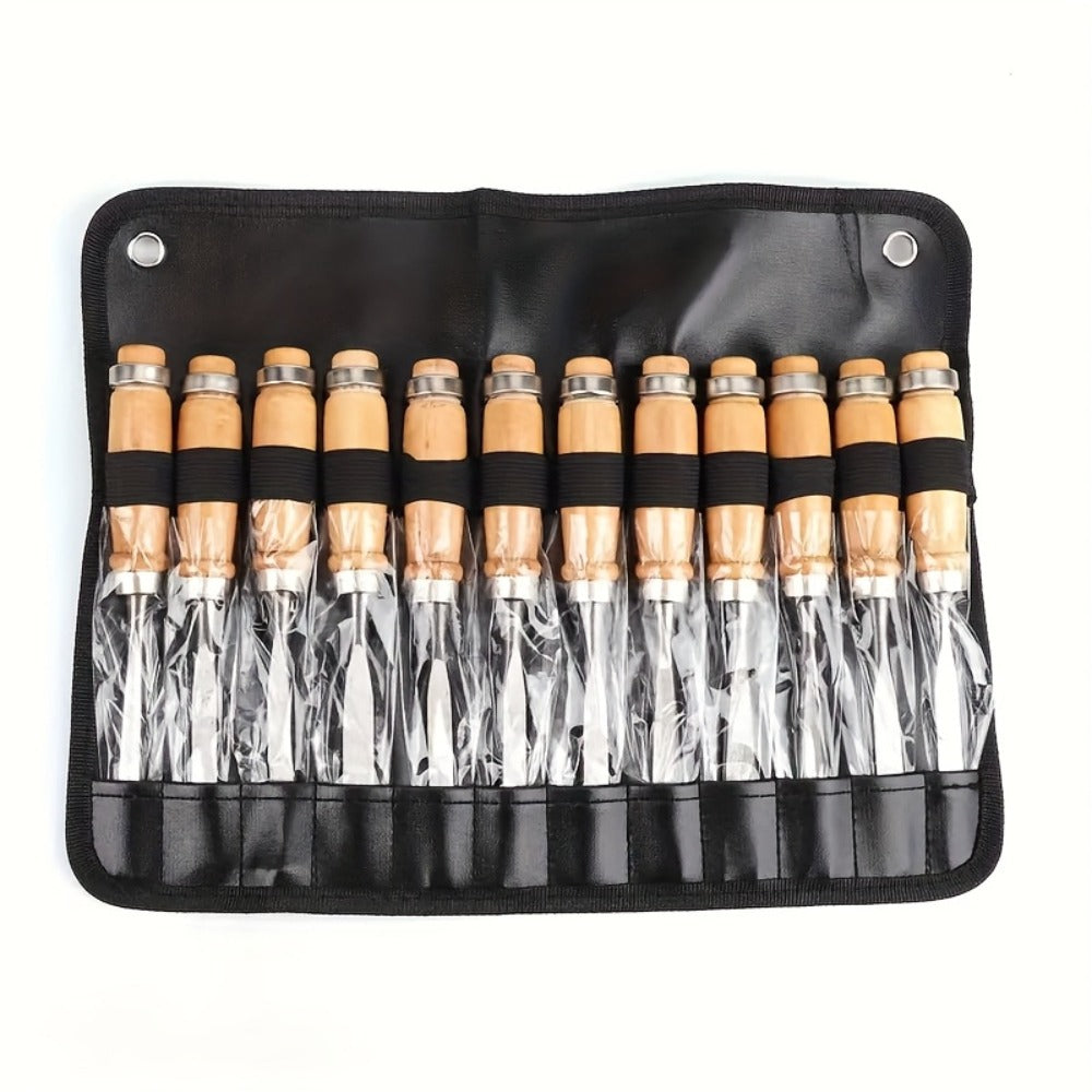 Wood Carving Chisel Set 12 & 24-Piece ¨C Professional Beech Wood Handle Woodworking Chisels, Detail Carving Hand Tools for Beginners & Experts, Ideal Woodworker Gift