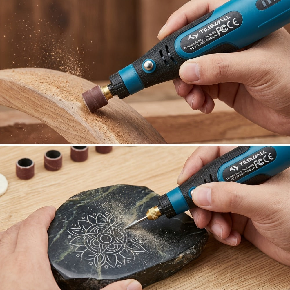 Mini Cordless Electric Polisher Sander 3.7V Rechargeable USB-C ¨C Portable Handheld Polishing Grinding Tool for Wood Craft Engraving DIY Handmade Gifts Art Projects