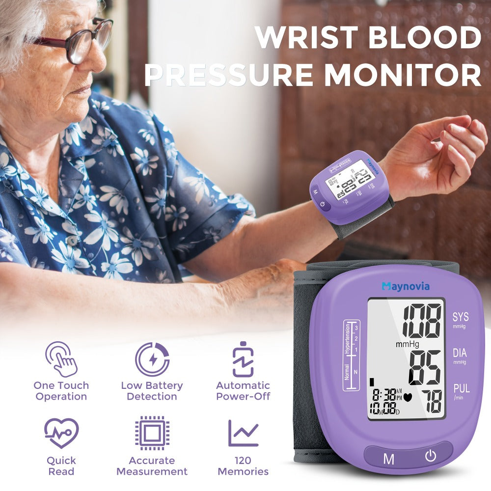 Blood Pressure Monitor Wrist Cuff with Oximeter Fingertip ¨C Digital BP Machine Home Use, 120 Memory, Portable Case & Battery Included, Fully Automatic Hypertension Tracker