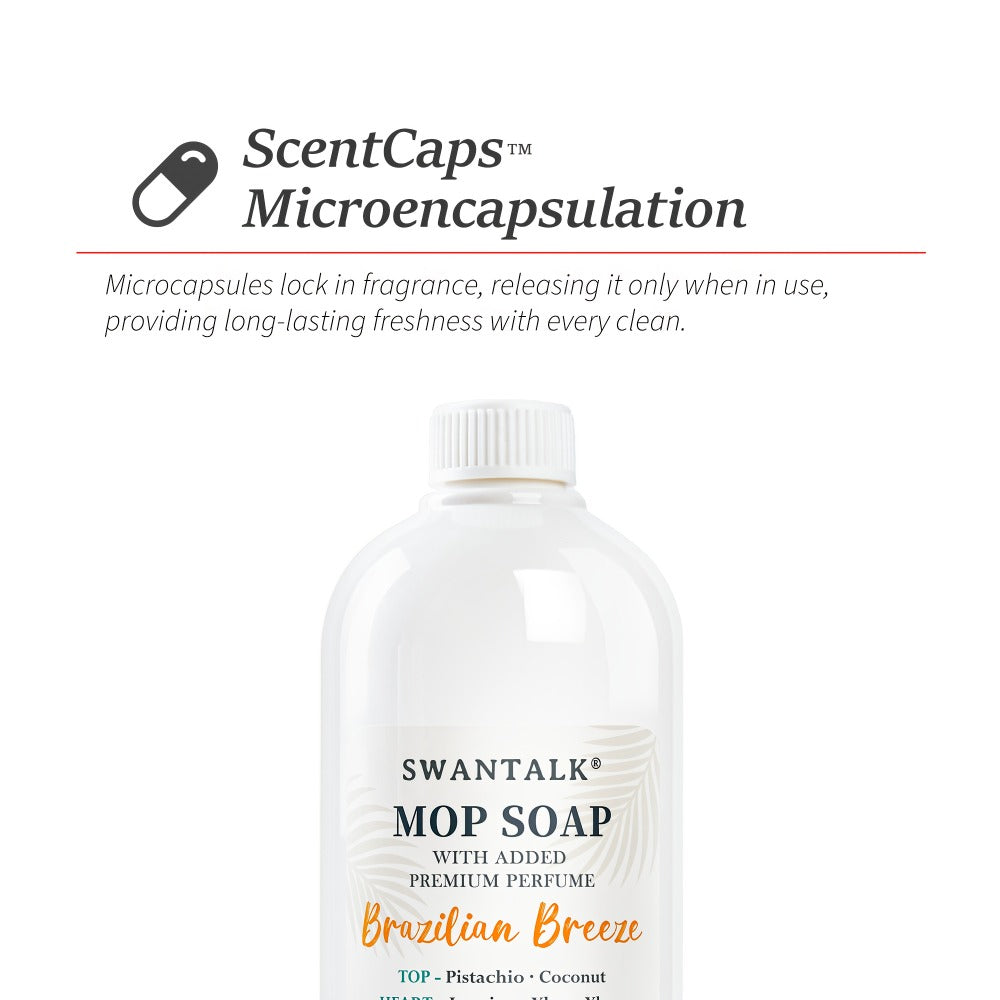 Concentrated Floor Cleaner 4X Formula 32 fl oz, SWANTALK Mop Soap Multi-Surface Streak-Free Floor Wash, Perfume-Inspired Deodorizing Cleaner, Pet Friendly ¨C Brazilian Breeze, Island Coconut, Pacific Linen