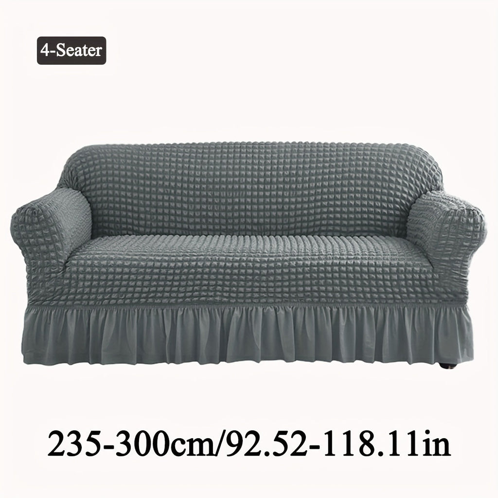 Seersucker Sofa Slipcover Elastic Band Closure Pet-Friendly All-Purpose Sofa Cover for Living Room Home Decor Protection ¡ª Single 2 4 Seater Multiple Colors