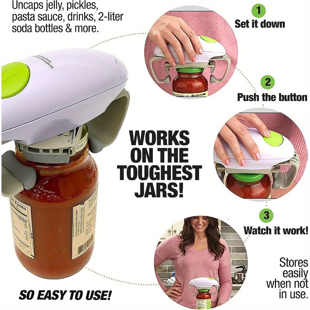 Electric Jar Opener & Bottle Opener ¨C One-Touch Automatic Lid Opener for Arthritic Hands, Seniors & Weak Grip, Battery Operated, Heavy Duty