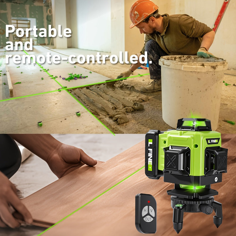 4D Laser Level 16 Line Self Leveling High Precision Cross Line Laser for Construction Renovation Tiling Flooring Alignment Fast Charging with Tripod Options