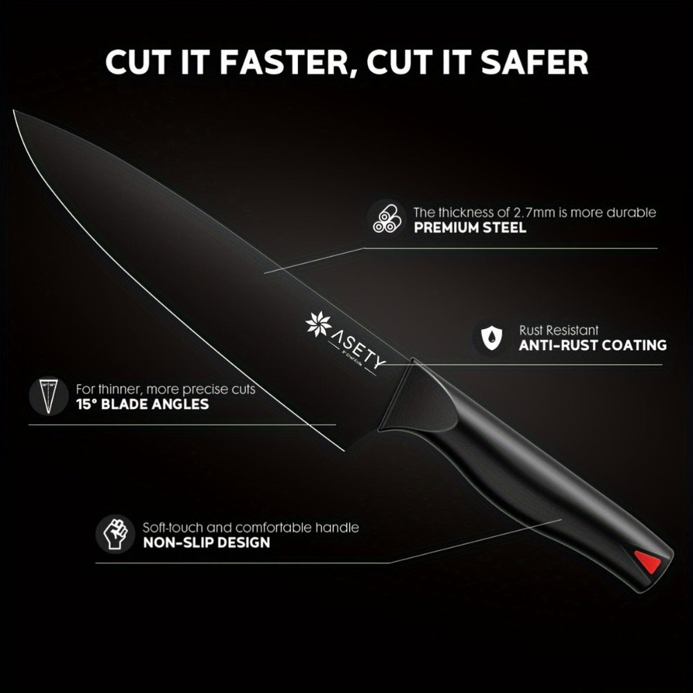 15-Piece Kitchen Knife Set with PP Handle, Professional Chef Knife Set with Block, Stainless Steel Sharp Blade, Ergonomic Non-Slip Handle, Home Cooking & Restaurant Knife Set