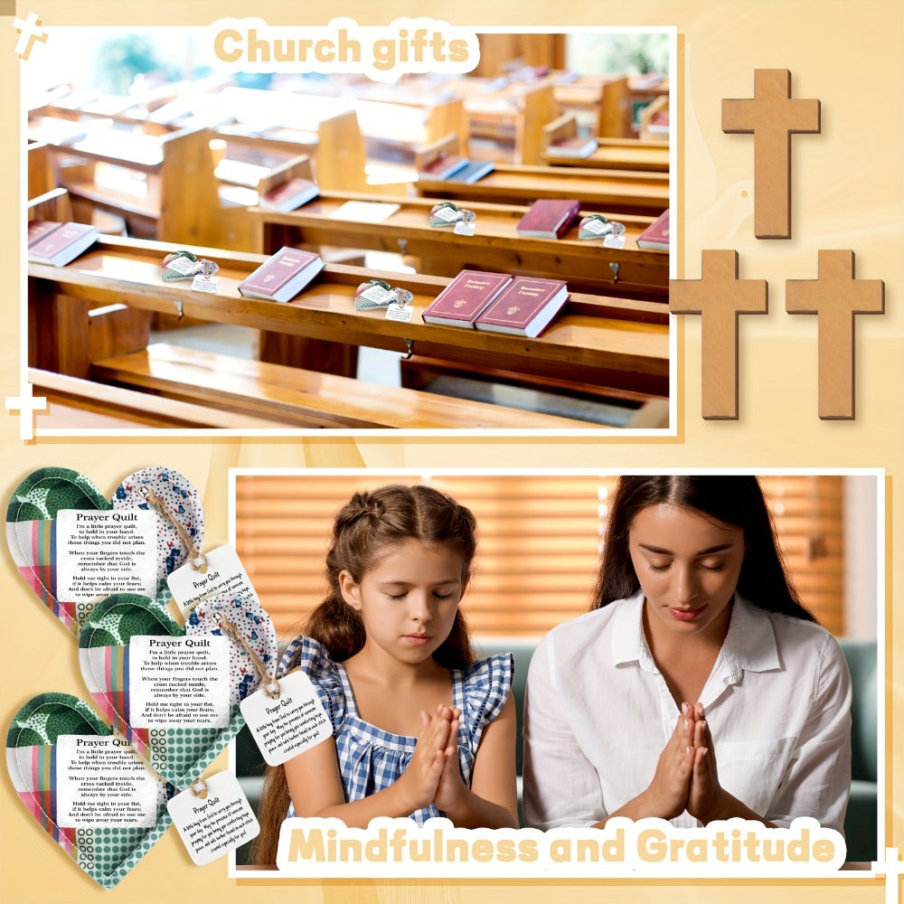 Mini Prayer Quilts 24pcs ¨C Christian Sympathy Gift Set with Cross Heart Pocket & Bible Verse Scripture Panels for Women, Baptism, Hospital Visits, Mother¡¯s Day & Religious Keepsakes