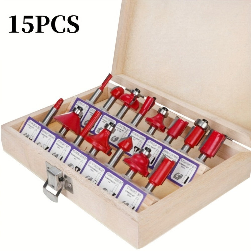 Carbide Router Bit Set 15 100PCS 1/4 Inch Shank Multi-Purpose Milling Carving Bits for Wood Fine Routing Engraving Professional Beginner Woodworking Tool Kit