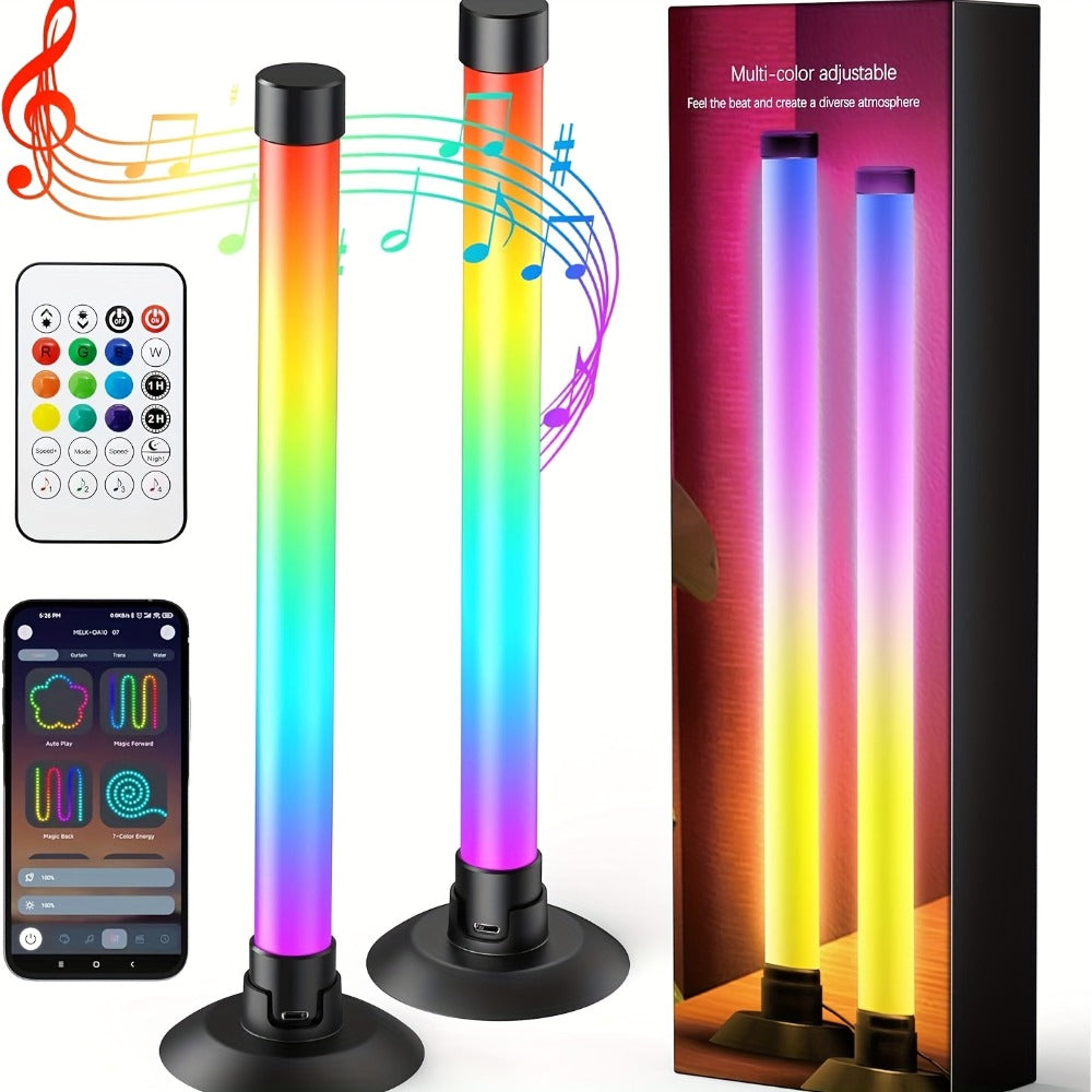RGBIC LED Light Bar Music Sync RGB Ambient Lighting USB Powered 64+ Modes 16 Million Colors App Remote Control Desktop TV Backlight Mood Lamp Room Decor Night Light 2pcs