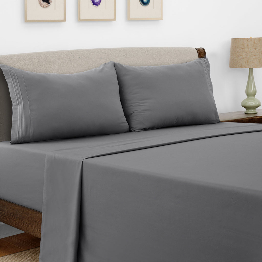 Microfiber Bed Sheet Set 4 Piece - Soft Breathable Deep Pocket 16 inch Fitted Sheet, Flat Sheet & Pillowcases, Wrinkle Fade Resistant Bedding for All Seasons Twin Twin XL Full Queen King Cal King, 24 Colors