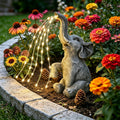 Solar Garden Elephant Sculpture Light - Outdoor IP44 Waterproof LED Lucky Elephant Water Spraying Ornament with Solar Powered Garden Lights for Patio Balcony Porch Deck Yard Thanksgiving Halloween Gift