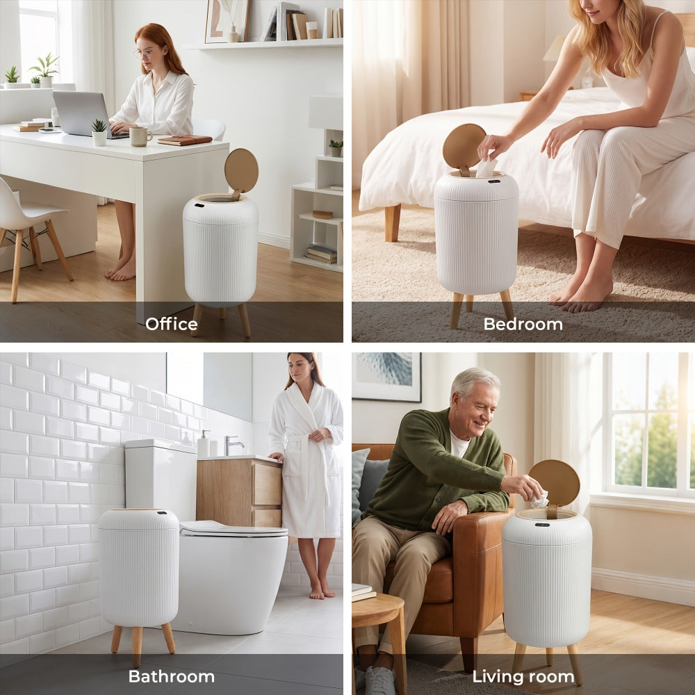 Automatic Trash Can Touchless Motion Sensor Garbage Can with Lid 2-Pack 2.64 Gal & 3.17 Gal Smart Sensor Waste Bin for Bathroom Kitchen Bedroom Living Room