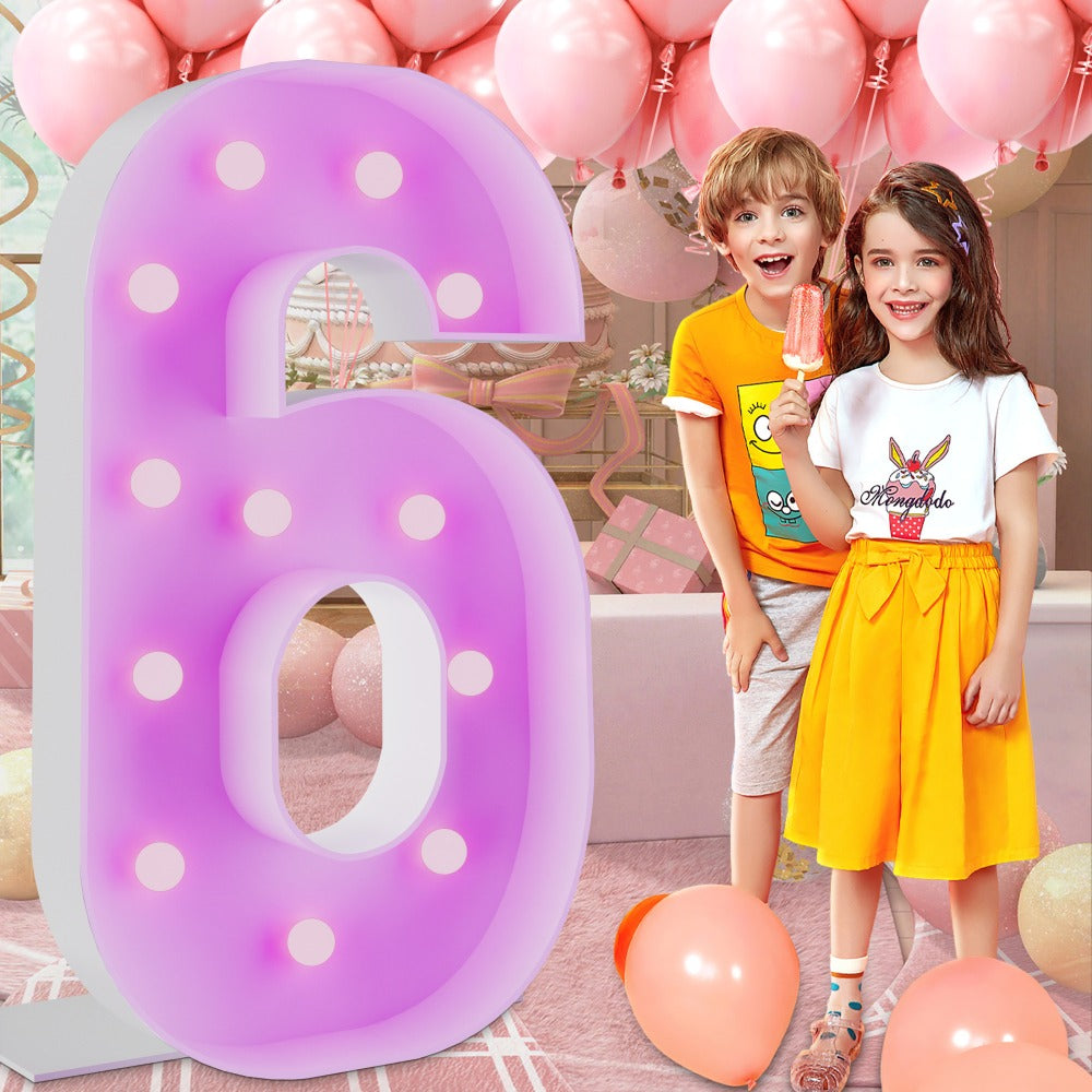 Marquee Number Lights 4 Feet Tall LED Light Up Numbers 0-9 20 for Birthday Party Anniversary Graduation Decoration 11 Colors 3 Flash Modes Foam Board String Lights Included