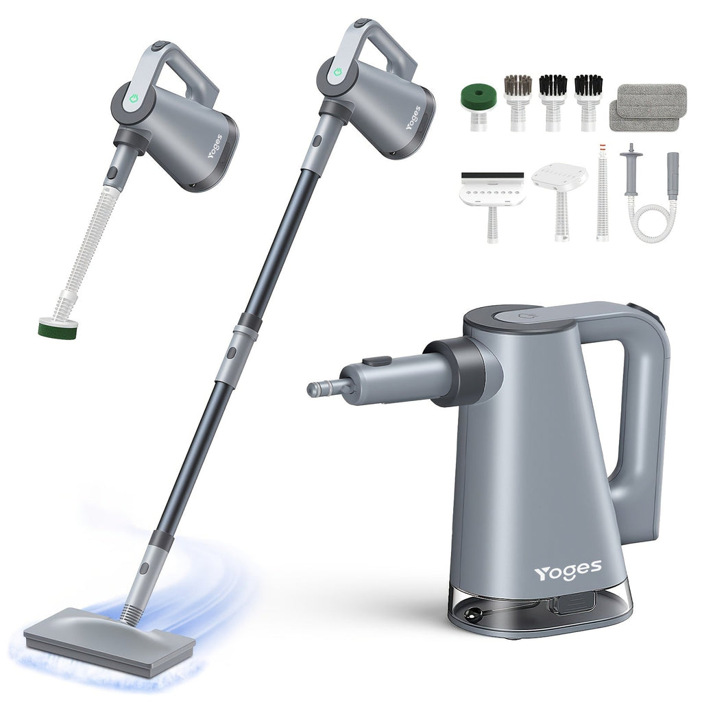 Steam Mop with Detachable Handheld Steam Cleaner 10-in-1 Multi-Purpose Attachments - 2 Pads, Carpet Cleaner for Home, Tiles, Grout, Windows, Kitchen & Bath, Powerful Floor & Sofa Steamer, 4 Colors