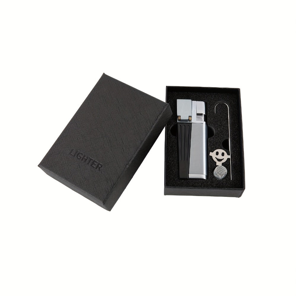 Folding Pipe Lighter Refillable 2-in-1 with Adjustable Flame, Metal-Crafted Durable Design, Gift Box Included ¨C Windproof Butane Lighter for Men, Outdoor, Christmas & Valentine¡¯s Day Gift