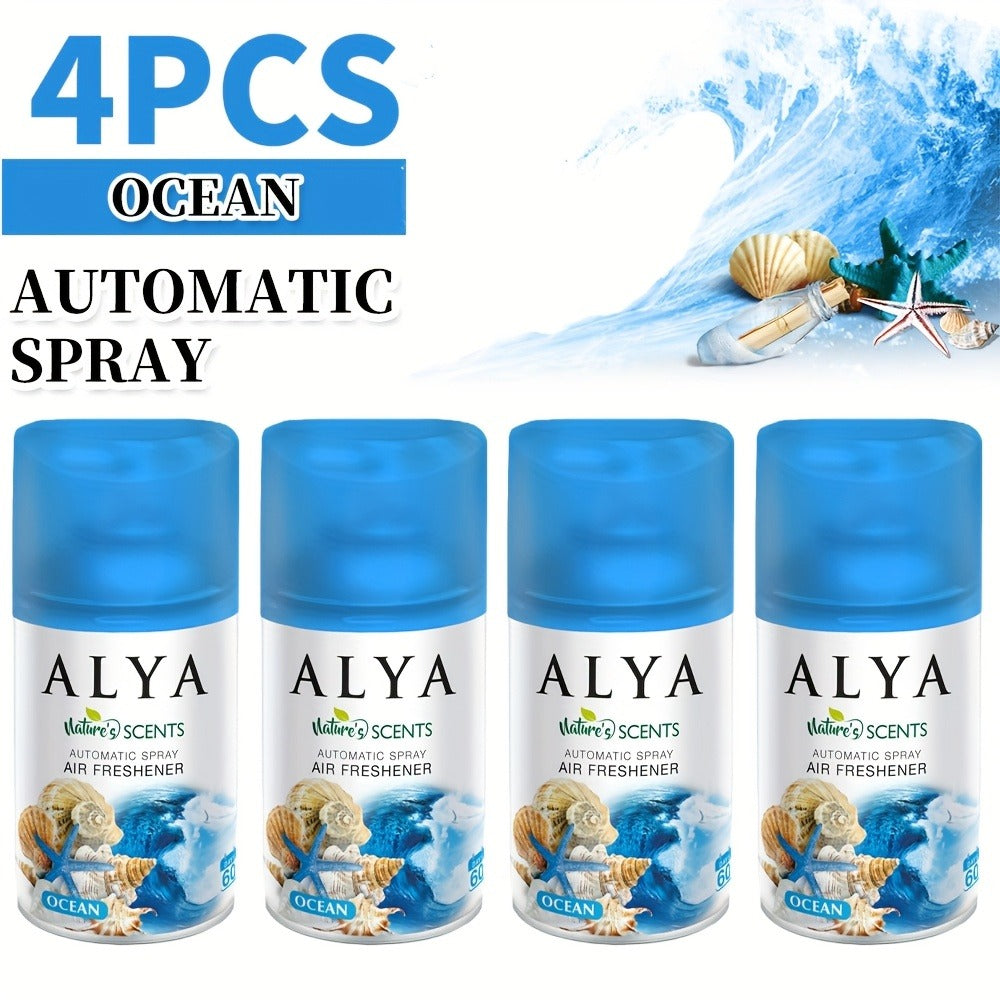 Automatic Spray Air Freshener Refill 8.45oz 1pc or 4pcs - 6 Scents Lavender Vanilla Cool Linen Ocean Mixed Berries Magnolia, Odor Fighting Room Spray for Car Office Home Bathroom Kitchen Fabric Closet