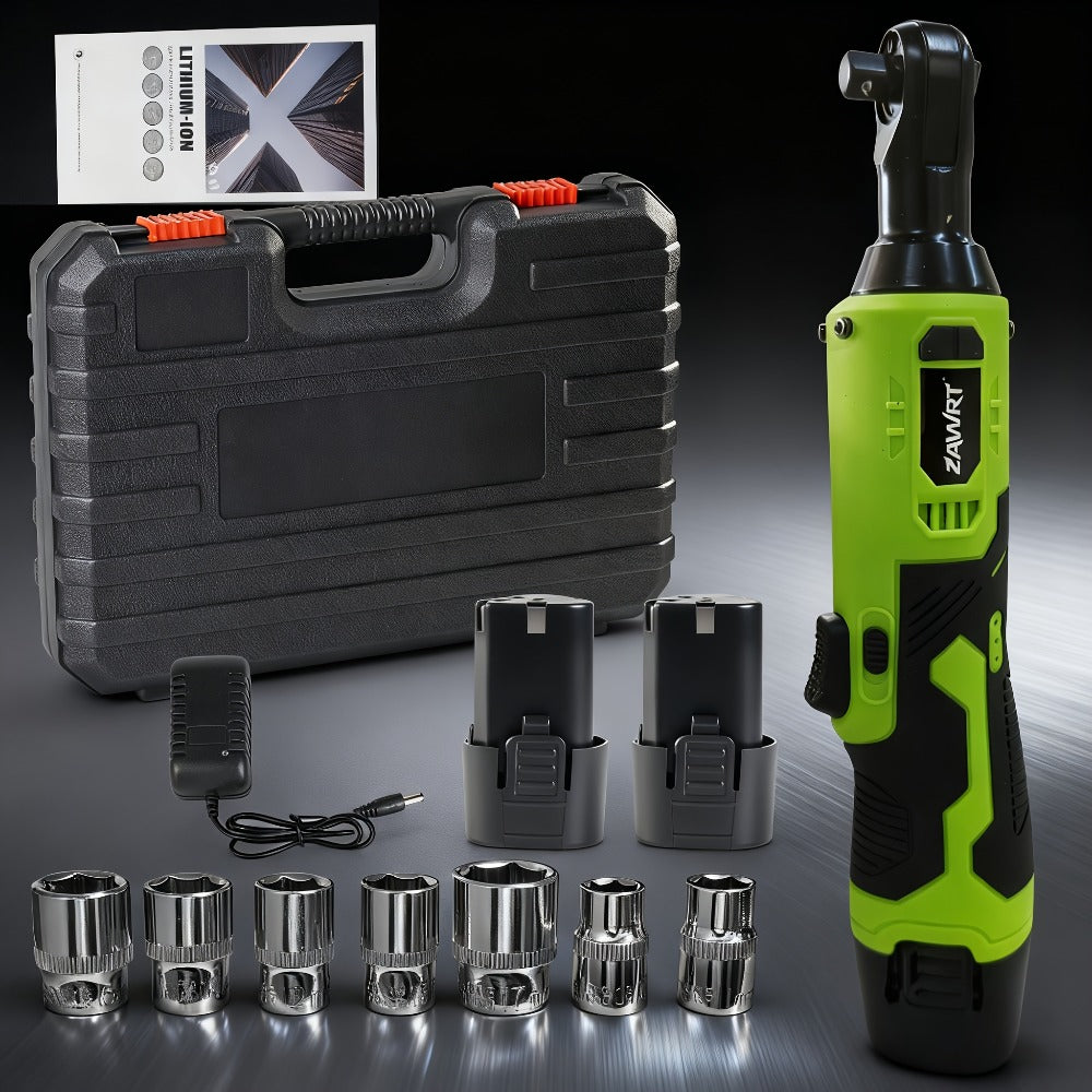 Cordless Electric Ratchet Wrench Set 12V - 45Nm High Torque 3/8¡± Rechargeable Ratchet Wrench with Battery, Charger & Toolbox for Automotive Repair, Angle Frame Installation & Home Improvement (4 Colors)