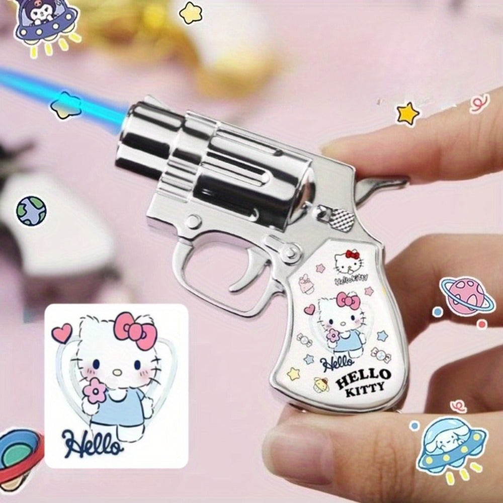 Cute Cartoon Lighter with Keychain ¨C Sanrio Hello Kitty & Kuromi Mini Windproof Flame Lighter, Portable Blue Fire Lighter for Cigarettes, Creative Kawaii Gift Idea, No Battery Required (Butane Not Included)