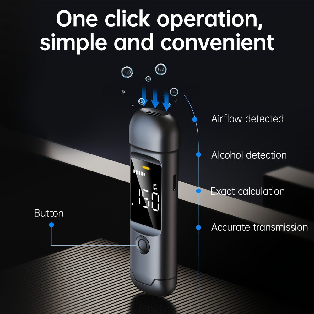USB Rechargeable Breathalyzer with LCD Display ¨C Portable Personal Alcohol Tester, 200mAh Battery, Multi-Person Continuous Testing, Safe Driving Breath Analyzer