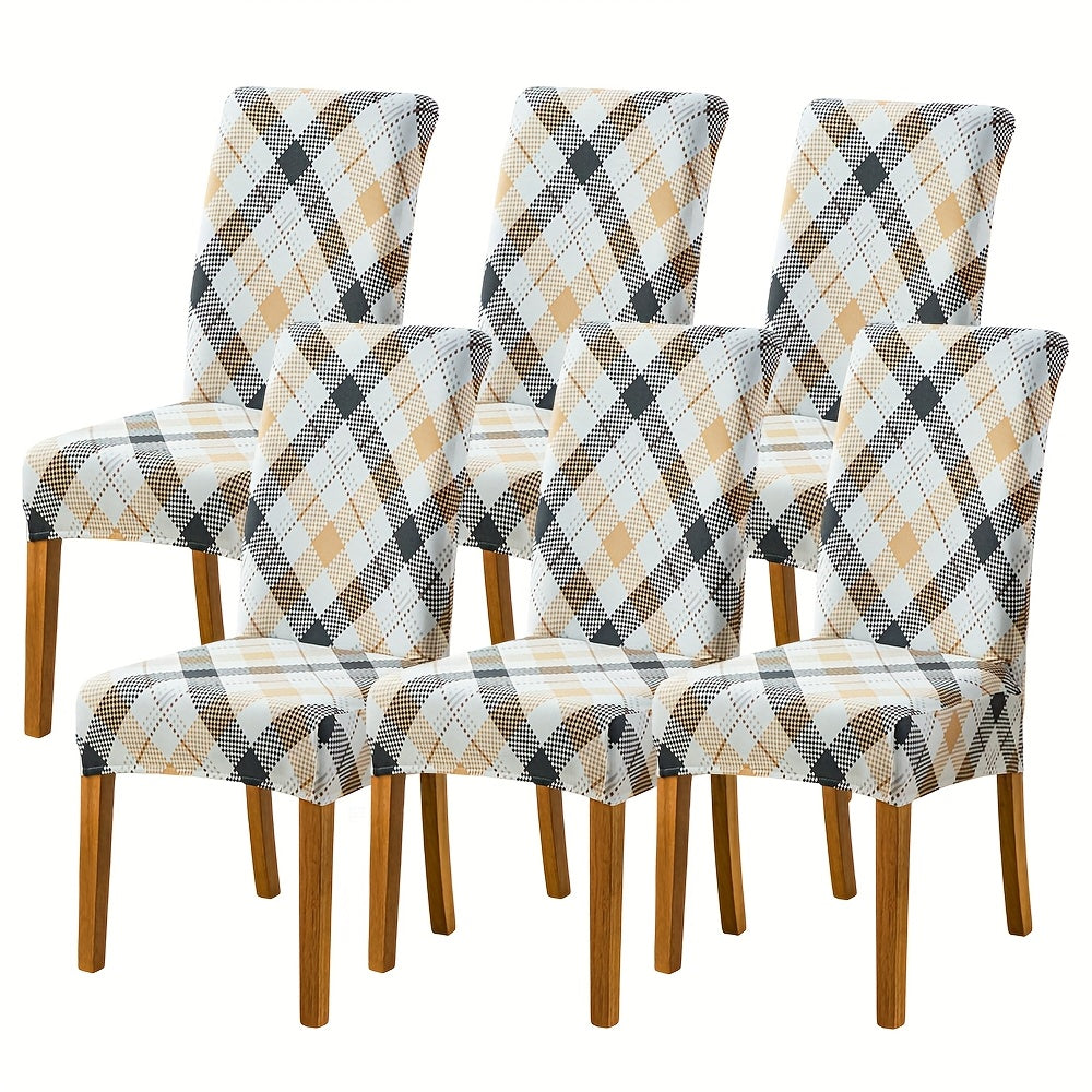 Dining Chair Covers Slipcovers Set of 4 or 6 - Spandex Stretch Milk Velvet Removable Washable Parsons Chair Protector | Anti-Slip Elastic Band | Multiple Prints | Kitchen Dining Room Hotel Ceremony
