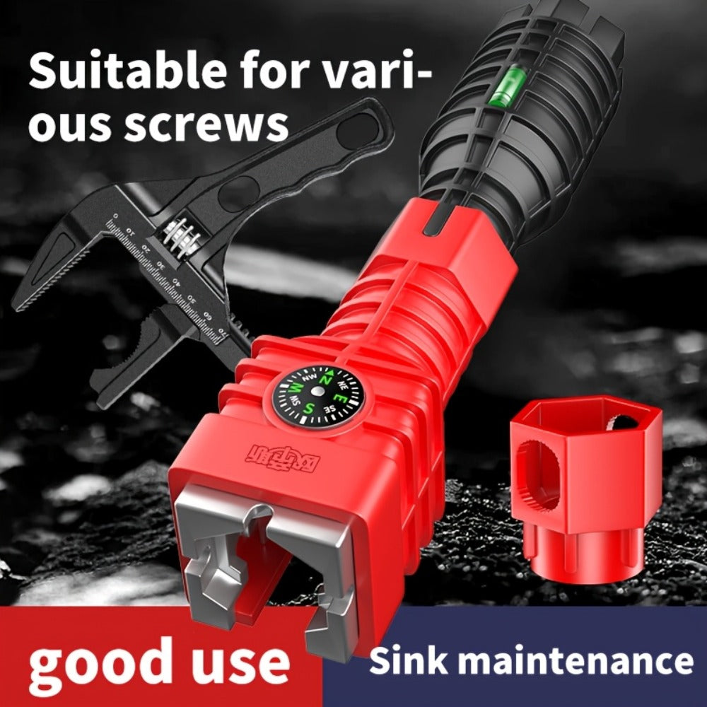 24-in-1 Sink Wrench Faucet Repair Tool Kit Multi-Function Basin Wrench Long Non-Slip Handle for Kitchen Bathroom Plumbing