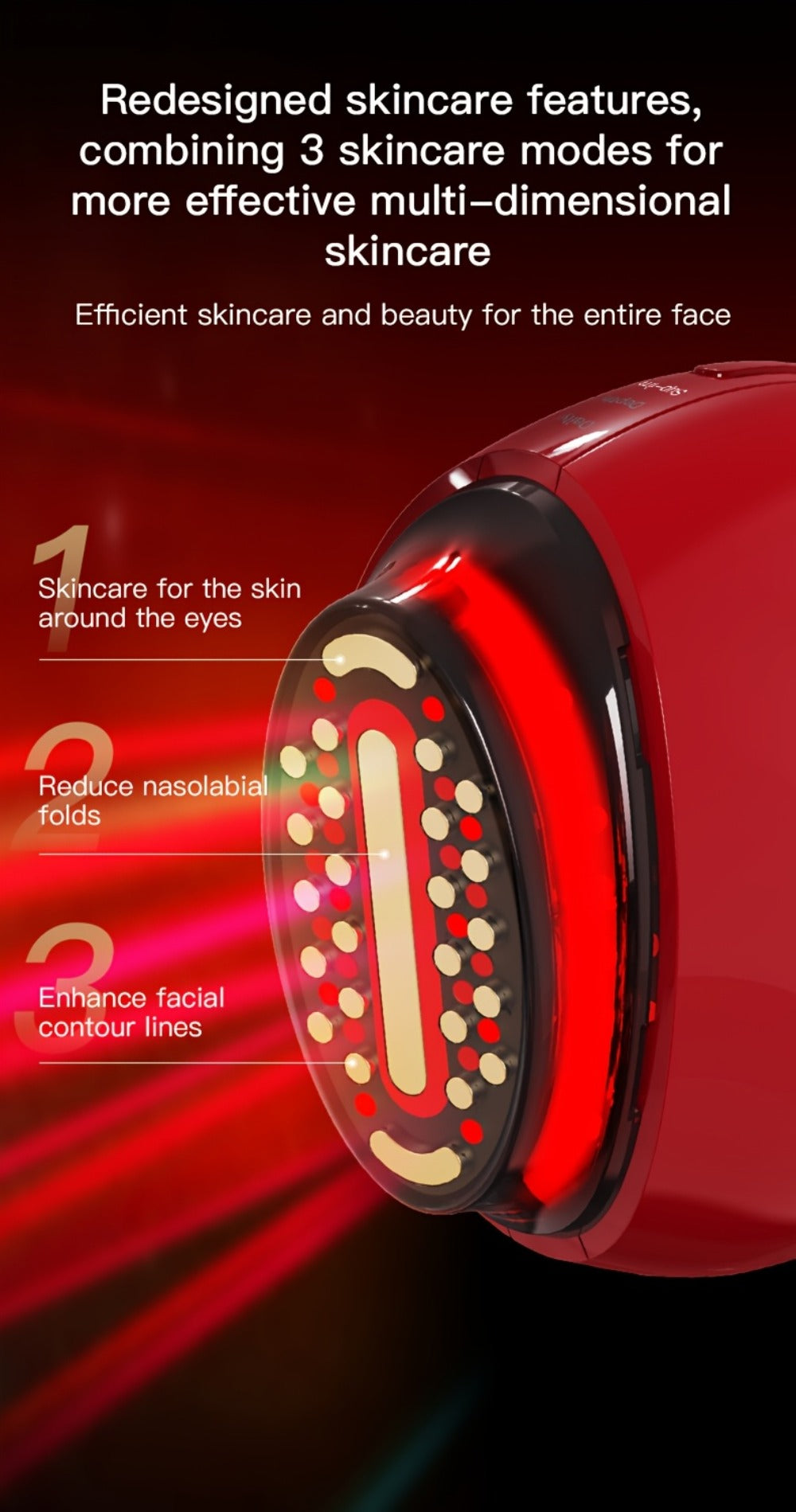 Handheld Beauty Device 3-in-1 Skincare Modes - USB Rechargeable Facial Care Tool with Color Light Therapy, Ergonomic Design, Multifunctional Face Massager for Home Skin Rejuvenation Anti-Aging