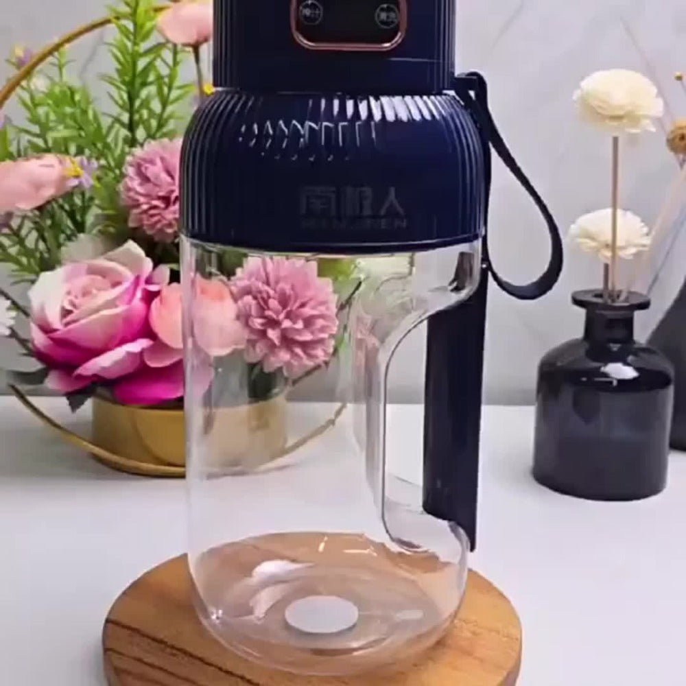 Portable Blender Personal Juicer Cup - Upgraded 10-Blade USB Rechargeable Smoothie Blender for Fruits, Vegetables & Milkshakes, Large Capacity, Digital Display, Travel Cover, Sports & Outdoor Use