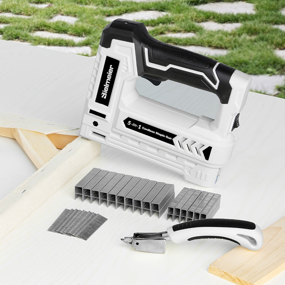 Cordless Stapler Brad Nailer 2-in-1 4V / 20V No Compressor ¨C Lightweight with Battery, Charger & 1600pcs Nails & Staples, for Carpentry, Home Improvement, Upholstery & DIY ¨C Multiple Colors & Upgrade Versions
