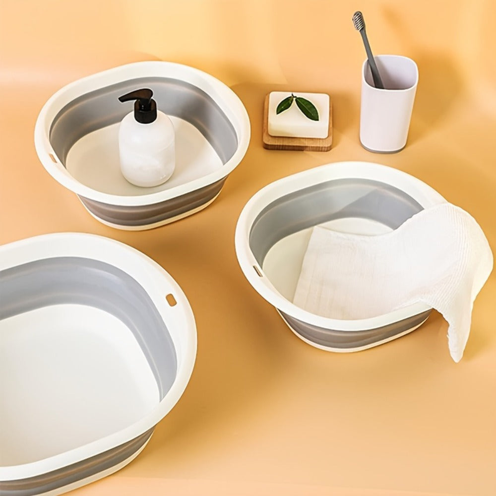 Collapsible Basin Set 3pcs ¨C Foldable Wash Basin, Portable Dish Tub & Laundry Basket for Kitchen, Camping, Hiking & Home Storage (Large, Medium, Small)